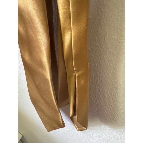 Gold Necktie Metallic Shiny Formal Party Prom Wedding Event Accessory - Picture 3 of 5